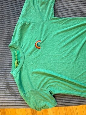 Aviator Nation Green Short Sleeve Tee with Rainbow Patch
